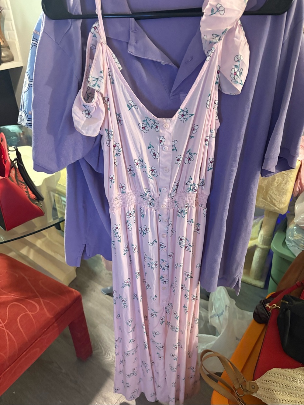 Cotton On Light Pink Floral Tie-Shoulder Maxi Dress